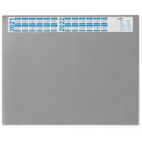 Durable 720410 Sous-main avec Rabat Transparent et Bande Calendrier Format Bureau 65 x 52 cm Gris