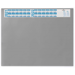 Durable 720410 Sous-main avec Rabat Transparent et Bande Calendrier Format Bureau 65 x 52 cm Gris