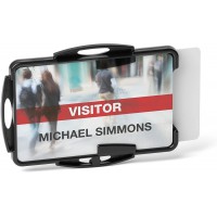 Durable 898901 Porte-badge de Securite Ouvert ECO pour 2 Cartes, Certifie Blue Angel, Boite de 10 Pieces, Noir