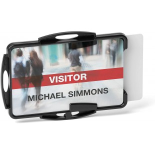 Durable 898901 Porte-badge de Securite Ouvert ECO pour 2 Cartes, Certifie Blue Angel, Boite de 10 Pieces, Noir