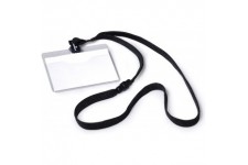 Durable 813901 Pochette Porte-badge Universel avec Lacet Textile Noir Format 60 x 90 mm Plastique Resistant Transparent Boite de