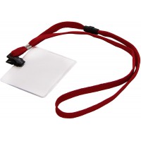 Durable 813903 Pochette Porte-badge Universel avec Lacet Textile Rouge pour Insertion Format 60 x 90 mm Plastique Resistant Tran