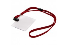 Durable 813903 Pochette Porte-badge Universel avec Lacet Textile Rouge pour Insertion Format 60 x 90 mm Plastique Resistant Tran