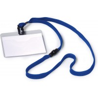 Durable 813907 Pochette Porte-badge Universel avec Lacet Textile Bleu pour Insertion Format 60 x 90 mm Plastique Resistant Trans