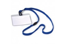 Durable 813907 Pochette Porte-badge Universel avec Lacet Textile Bleu pour Insertion Format 60 x 90 mm Plastique Resistant Trans