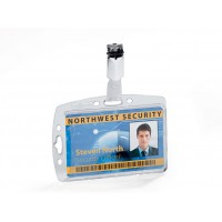 Durable - Porte-badge Rigide pour 1 Carte de Securite + Clip - Dimensions Interieures : 54 x 85 mm - 25 Unites 800519 Transparen