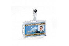 Durable - Porte-badge Rigide pour 1 Carte de Securite + Clip - Dimensions Interieures : 54 x 85 mm - 25 Unites 800519 Transparen