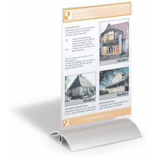 Durable 858819 Presenter Presentoir Porte - Affiche de Table Format A5 Recto/Verso sur Socle Profile Aluminium + Plaque Acryliqu