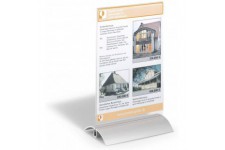 Durable 858819 Presenter Presentoir Porte - Affiche de Table Format A5 Recto/Verso sur Socle Profile Aluminium + Plaque Acryliqu