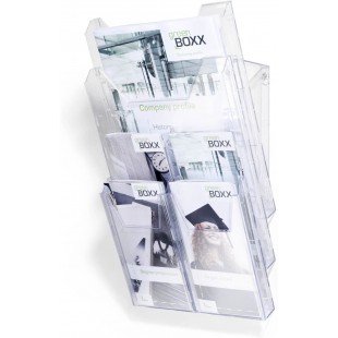 Durable 861319 Combiboxx Pro Presentoir Mixte 1 Case A4 et 4 Cases 1/3A4 Vertical Polystyrene Transparent