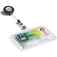 DURABLE - Porte-badge Rigide pour 1 Carte de Securite + Enrouleur - Dimensions Interieures : 54x85 mm - 10 Unites