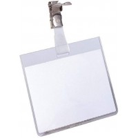 Durable 800319 Pochette Porte-badge Universel Fixation par Clip Metallique pour Insertion Format 60 x 90 mm Plastique Resistant 