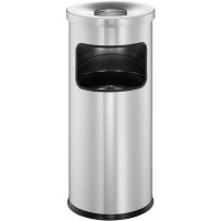 Dur able 333223 Corbeille a  papier en metal avec Ascher Safe, selbstloschender Cendrier avec 17L Poubelle et 2L Ascher Argente