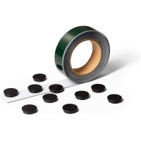 Durable 171702 Ruban magnetique autocollant 3, 5 cm x 500 cm avec film de protection blanc + 10 aimants noirs