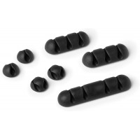 Durable 504137 Clips adhesifs pour cables CAVOLINE CLIP MIX - Assortiment - 7 pieces - Gris Fonce