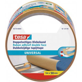 Tesa Ruban Adhesif Double Face Universel - Ruban Adhesif Polyvalent pour la Fixation de Tapis, pour les Travaux Manue