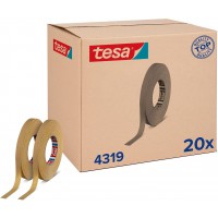 Tesa 4319 - 20 rouleaux (contenant commercial), ruban de papier crepe a  haute teneur pour la peinture et l'emballage, 50m x 15m
