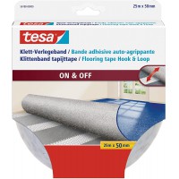 Tesa On & Off Rouleau de Ruban Adhesif Auto-Agrippant - Scratch Autocollant pour la Fixation de Moquettes et Tapis en Feutre ou 