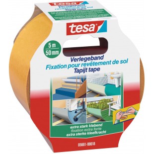 TESA - FIXATION POUR REVaŠTEMENT DE SOL ADHeSIF ULTRA FORT MARRON50MM X 5M SE COUPE a€ LA MAIN DOUBLE FACE 5681-18-0/