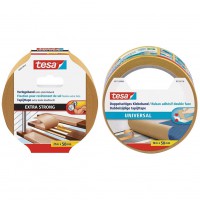 Tesa Extra Strong Ruban Adhesif Double Face de Fixation - Rouleau Auto-Adhesif Antiderapant - 25m x 50mm & Ruban Adhesif Double 