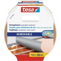 Tesa Ruban Adhesif pour Sols sans Traces - Ruban Adhesif Double Face pour Tapis, Sols en PVC et Moquettes - Adhesif Renforce en 
