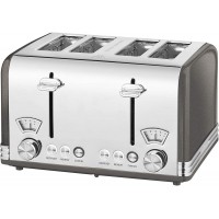 ProfiCook PC-TA 1194 Grille-pain a  4 tranches Aspect vintage Boitier en Acier Inoxydable 1 Grille Rechauffe-Viennoiseries, 2 Fo