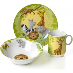 Ritzenhoff & Breker 006940 Service de table 3 pieces pour enfant Motif animaux de la jungle