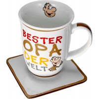 Ritzenhoff & Breker 035995 Lot de 2 Tasses a  cafe avec Inscription en Allemand Bester Opa der Welt (Meilleur Grand-pere du Mond