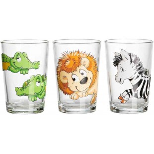 Ritzenhoff & Breker Happy Zoo Lot de 3 verres pour enfant Motif animaux Crocodile/zebre/lion