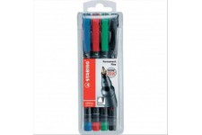 Pochette x 4 stylos-feutres STABILO OHPen permanent 1 mm - noir + bleu + rouge + vert