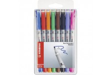 Pochette x 8 stylos-feutres STABILO OHPen soluble 1 mm
