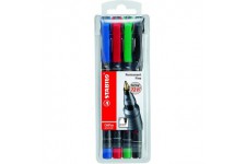 Pochette x 4 stylos-feutres STABILO OHPen permanent 0,7 mm - noir + bleu + rouge + vert
