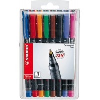 STABILO Pochette de 8 Feutres pour Transparent OHPen Permanent Pte fine