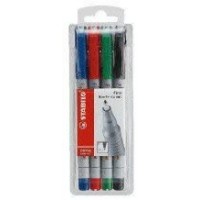 Pochette x 4 stylos-feutres STABILO OHPen soluble 0,7 mm - noir + bleu + rouge + vert