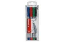 Pochette x 4 stylos-feutres STABILO OHPen soluble 0,7 mm - noir + bleu + rouge + vert