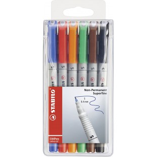 Schwan-Stabilo 851/6 - Feutres Stabilo OHP non-permanents universels SF, 6 pieces dans un etui en plastique