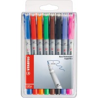 Pochette x 8 stylos-feutres STABILO OHPen soluble 0,4 mm - noir + bleu + rouge + vert