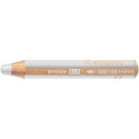 STABILO Lot de 3 Crayons WOODY 3 en 1 Extra large Blanc titane