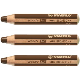 Crayon multi-talents STABILO woody 3 in 1 - marron foncé