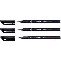 STABILO Lot de 3 Feutres pour Transparent OHPen Permanent Pte superfine Noir