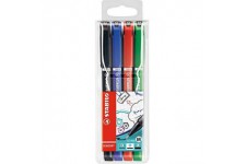 Pochette x 4 stylos-feutres STABILO SENSOR M - noir + bleu + rouge + vert