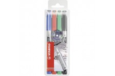 Stabilo - Write-4-all - Pochette de 4 Stylos-feutres - 0,4 mm - Vert/Rouge/Bleu/Noir