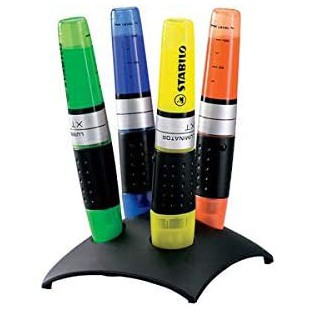 Set de bureau x 4 surligneurs STABILO LUMINATOR - jaune + vert + bleu foncé + orange