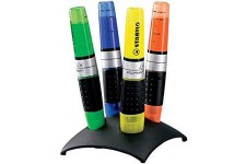 Set de bureau x 4 surligneurs STABILO LUMINATOR - jaune + vert + bleu foncé + orange