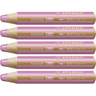 Crayon de coloriage - STABILO woody 3in1 - crayons de couleur - Rose fonce