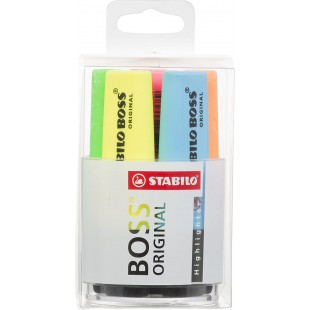 Pot x 6 surligneurs STABILO BOSS ORIGINAL - jaune + bleu + vert + rouge + orange + rose