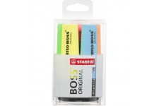 Pot x 6 surligneurs STABILO BOSS ORIGINAL - jaune + bleu + vert + rouge + orange + rose