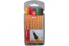 Etui carton x 10 stylos-feutres STABILO point 88 - coloris standard