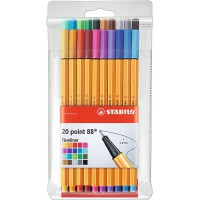 Stylo feutre pointe fine - STABILO Point 88 - Pochette x 20 stylos feutres - Coloris assortis