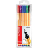 Stylo feutre pointe fine - STABILO Point 88 - Pochette x 6 stylos feutres - Coloris assortis